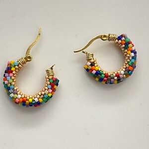 Colorful Beaded Hoop Earrings